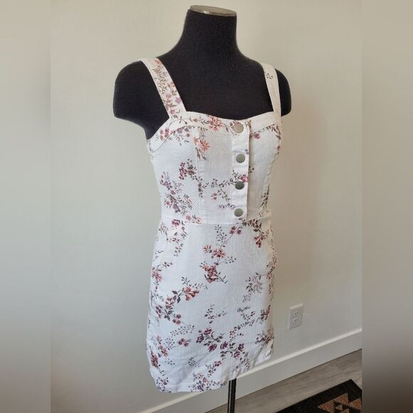 No Boundaries Floral Overall Dress Mini Bodycon Sweetheart Neckline Cottagecore - Picture 2 of 11